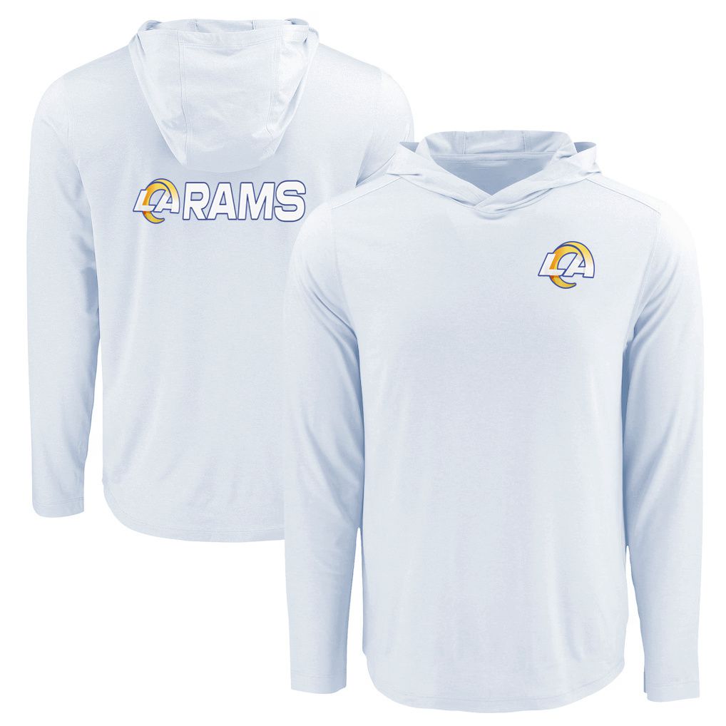 Men 2026 NFL Los Angeles Rams Hooded long sleeved T-shirt white 05->nfl t-shirts->Sports Accessory